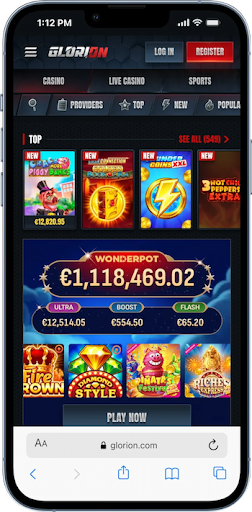 Glorion online casino Canada featuring 9,000+ games, live casino action, sportsbook betting, and French-language customer support.